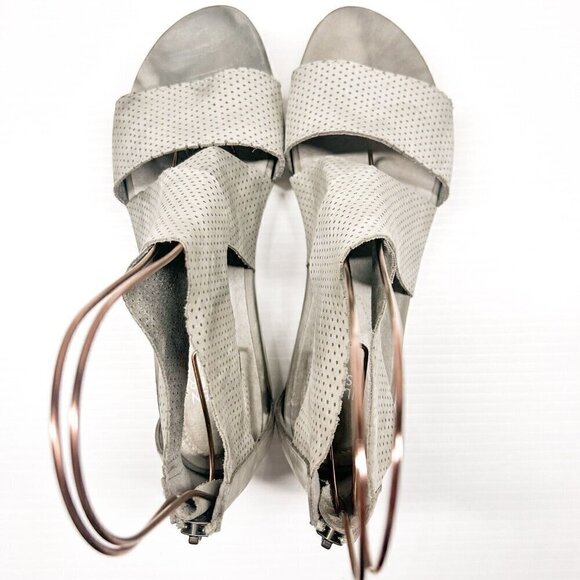 Eileen Fisher Sandals Womens 7 Beige Sport Platform Nubuck Perforated Dot Cross - Picture 8 of 12